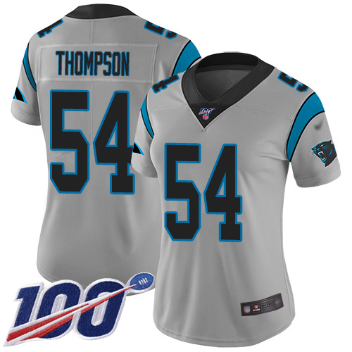 Carolina Panthers Limited Silver Women Shaq Thompson Jersey NFL Football 54 100th Season Inverted Legend